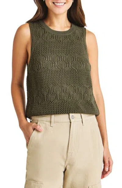 Splendid Celine Open Stitch Sleeveless Sweater In Spruce