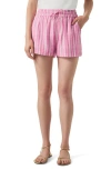 Splendid Celine Stripe Drawstring Shorts In Chateau Rose Stripe