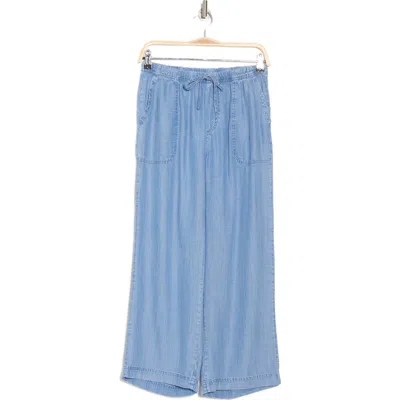 Splendid Chambray Crop Wide Leg Pants In Purple