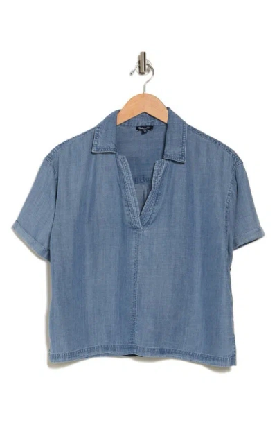 Splendid Chambray Polo Top In Blue