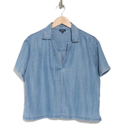 Splendid Chambray Polo Top In Indigo