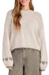 Splendid Charity Hearts Sweater In Oat Heather In Oat Heather