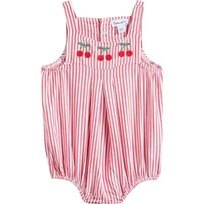 Splendid Babies'  Cherry Pinstripe Romper In Pink
