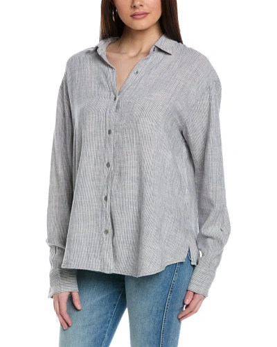 Splendid Cheyenne Stripe Button-down Linen-blend Shirt In Blue