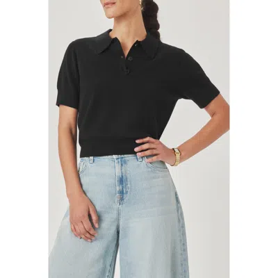 Splendid Christa Crop Polo Sweater In Black