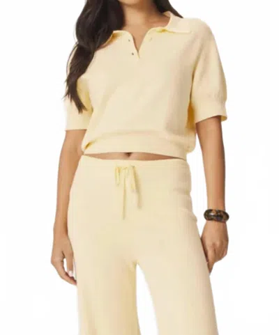 Splendid Christa Polo Short Sleeve Sweater In Honeysuckle In Yellow