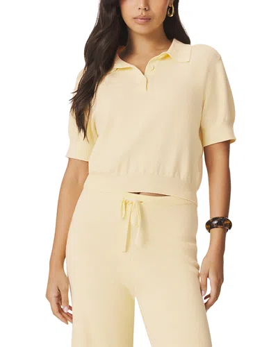 Splendid Christa Polo Short Sleeve Sweater In Neutral