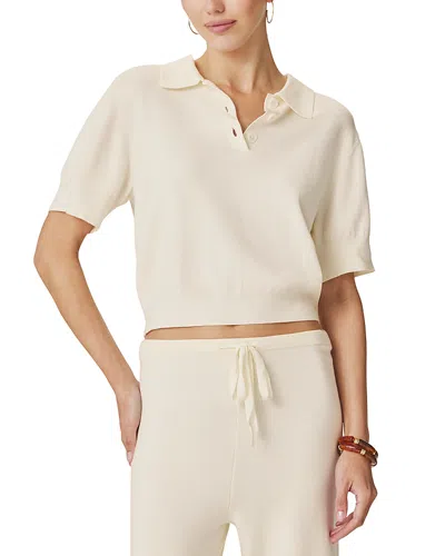 Splendid Christa Polo Short Sleeve Sweater In Neutral