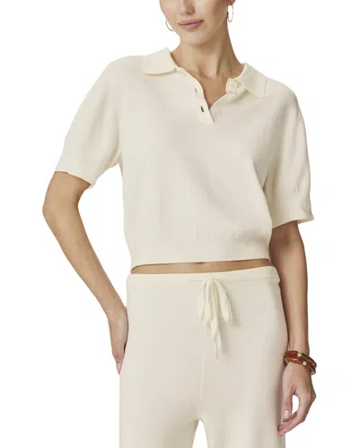 Splendid Christa Polo Short Sleeve Sweater In Neutral