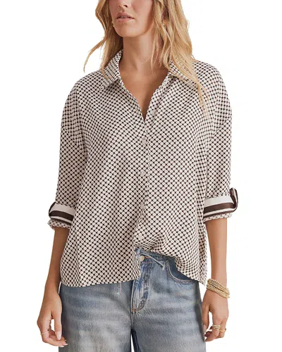 Splendid Clara Printed Button Down Shirt In Shell/java