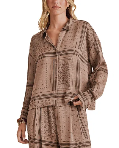 Splendid Clara Printed Button Down Shirt In Brown
