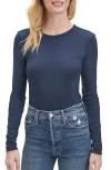 Splendid Classic Long Sleeve Crewneck T-shirt In Blue
