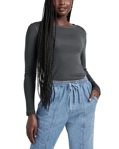 Splendid Classic Long Sleeve Tee In Heather Shadow