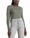 Splendid Classic Long Sleeve Tee In Soft Vintage Olive Branch