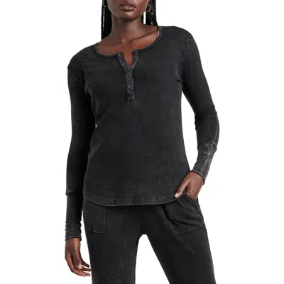 Splendid Classic Thermal Henley In Black Wash