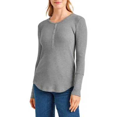 Splendid Classic Thermal Henley In Heather Grey