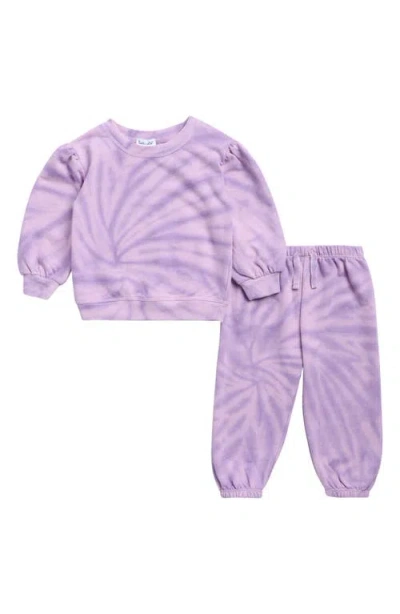 Splendid Babies'  Clematis Tie Dye Sweatshirt & Joggers Set In Purple