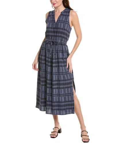 Splendid Cleo Plaid Linen-blend Maxi Dress In Blue