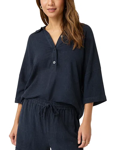 Splendid Coastal Elbow Sleeve Shirt In Navy