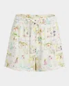 Splendid Coastal Postcard Shorts In Stamp Print