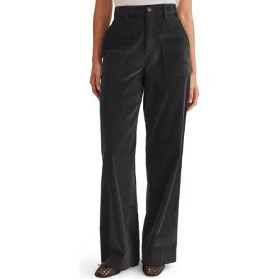 Splendid Colette Patch Pocket Wide Leg Corduroy Pants In Black