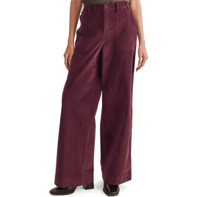 Splendid Colette Patch Pocket Wide Leg Corduroy Pants In Burgundy