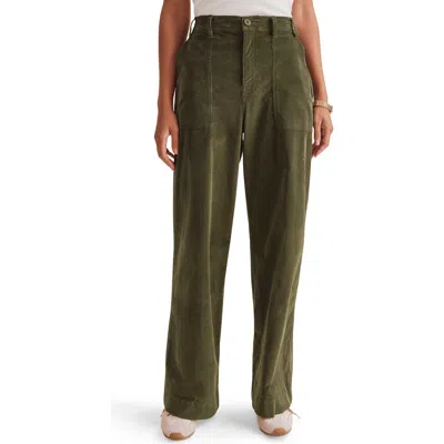 Splendid Colette Patch Pocket Wide Leg Corduroy Pants In Green