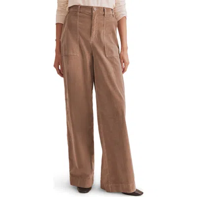 Splendid Colette Patch Pocket Wide Leg Corduroy Pants In Brown