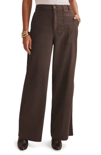 Splendid Colette Wide Leg Stretch Cotton Blend Pants In Brown