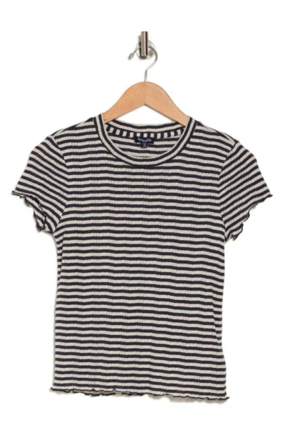 Splendid Como Pointelle T-shirt In Navy/ Oat Stripe