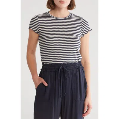 Splendid Como Pointelle T-shirt In Navy/oat Stripe