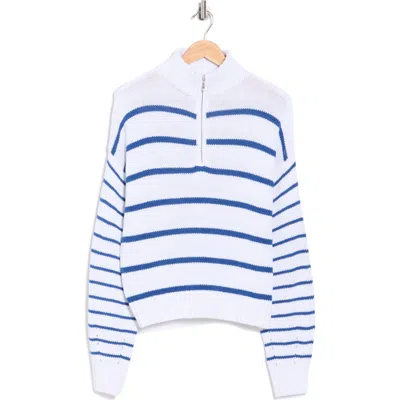Splendid Cotton Blend Quarter Zip Sweater In Blue