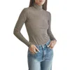 Splendid Cotton Blend Turtleneck In Black/camel Heather