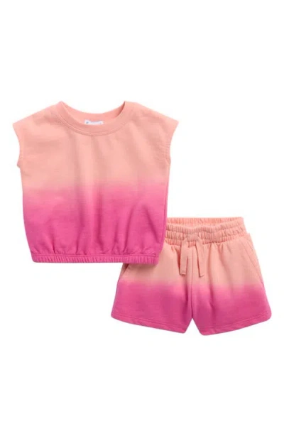Splendid Babies'  Cotton Candy Dip Dye Shirt & Shorts Set In Pink