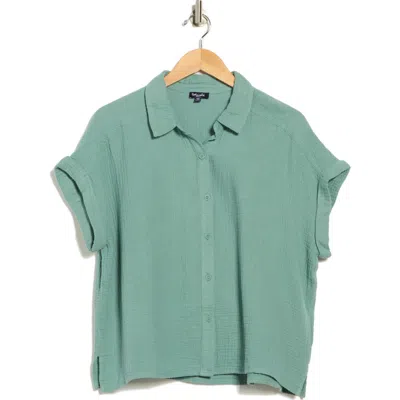 Splendid Cotton Gauze Button-up Shirt In Green
