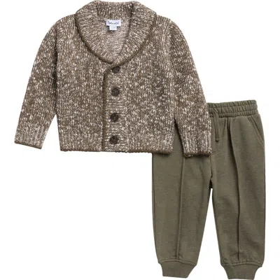 Splendid Babies'  Cozy Camper Cardigan & Joggers Set In Brown