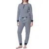 Splendid Cozy Thermal Pajamas In Feeder Stripe Navy