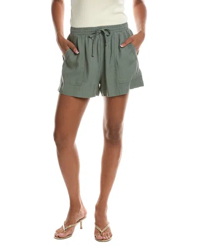 Splendid Crochet Detail Linen-blend Short In Green
