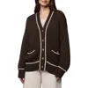 Splendid Crooklyn Brainded Trim Cardigan In Brown