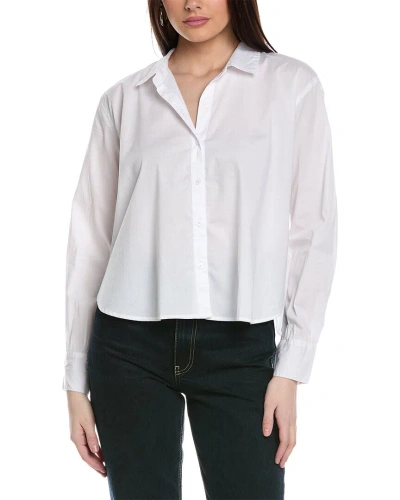 Splendid Cropped Poplin Button-down Shirt In White