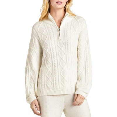 Splendid Dakota Oversize Cable Stitch Quarter Zip Sweater In White Sand