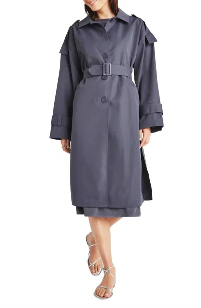 Splendid Dane Twill Trench Coat In Ash Navy In Blue