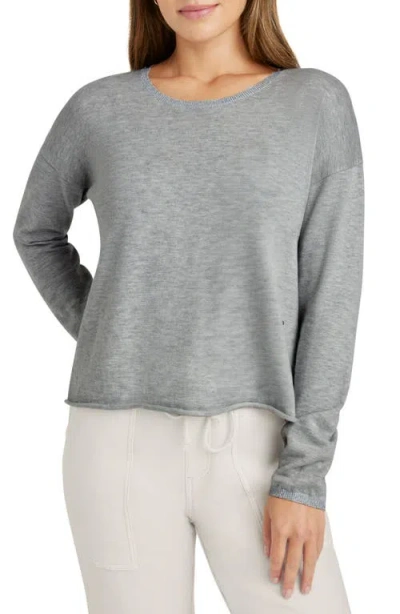 Splendid Darcy Metallic Detail Cotton Blend Sweater In Heather Grey