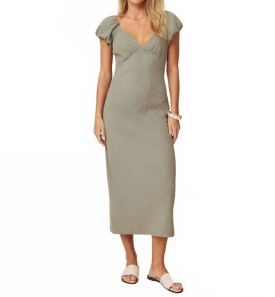 Splendid Dawn Puff Sleeve Midi Dress In Eucalyptus In Gray