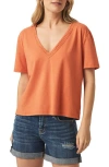 Splendid Dawn Crochet Trim Tee In Orange