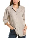 Splendid Dawson Linen-blend Button-down Shirt In Brown