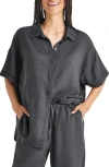 Splendid Dawson Linen Blend Button-up Shirt In Lead