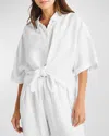 Splendid Dawson Short-sleeve Linen Top In White