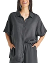 Splendid Dawson Linen Blend Button-up Shirt In Lead