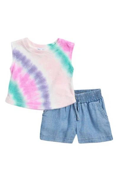 Splendid Babies'  Daydream Tie Dye T-shirt & Chambray Shorts Set